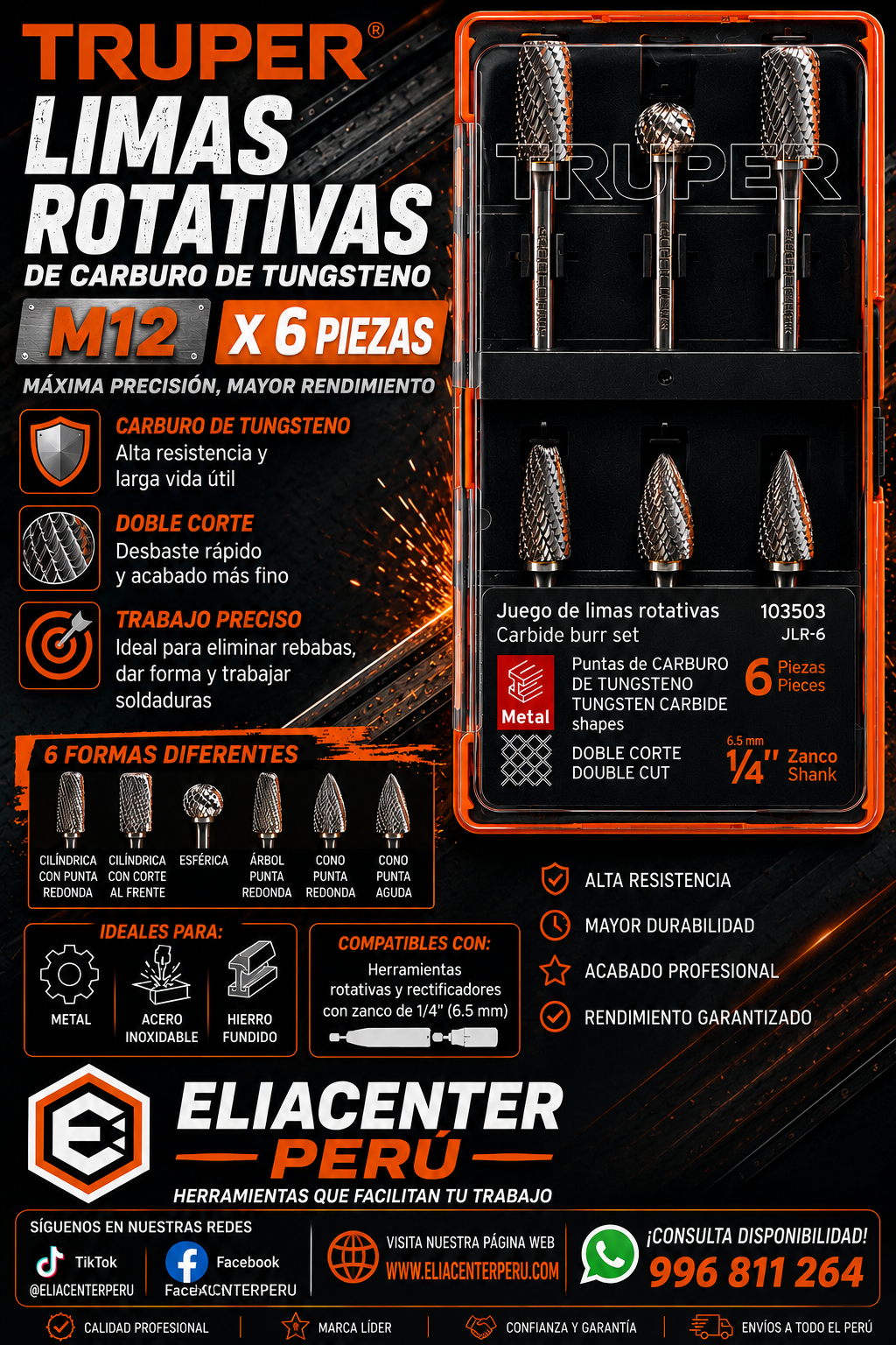 LIMA ROTATIVA TRUPER X 6 PZS