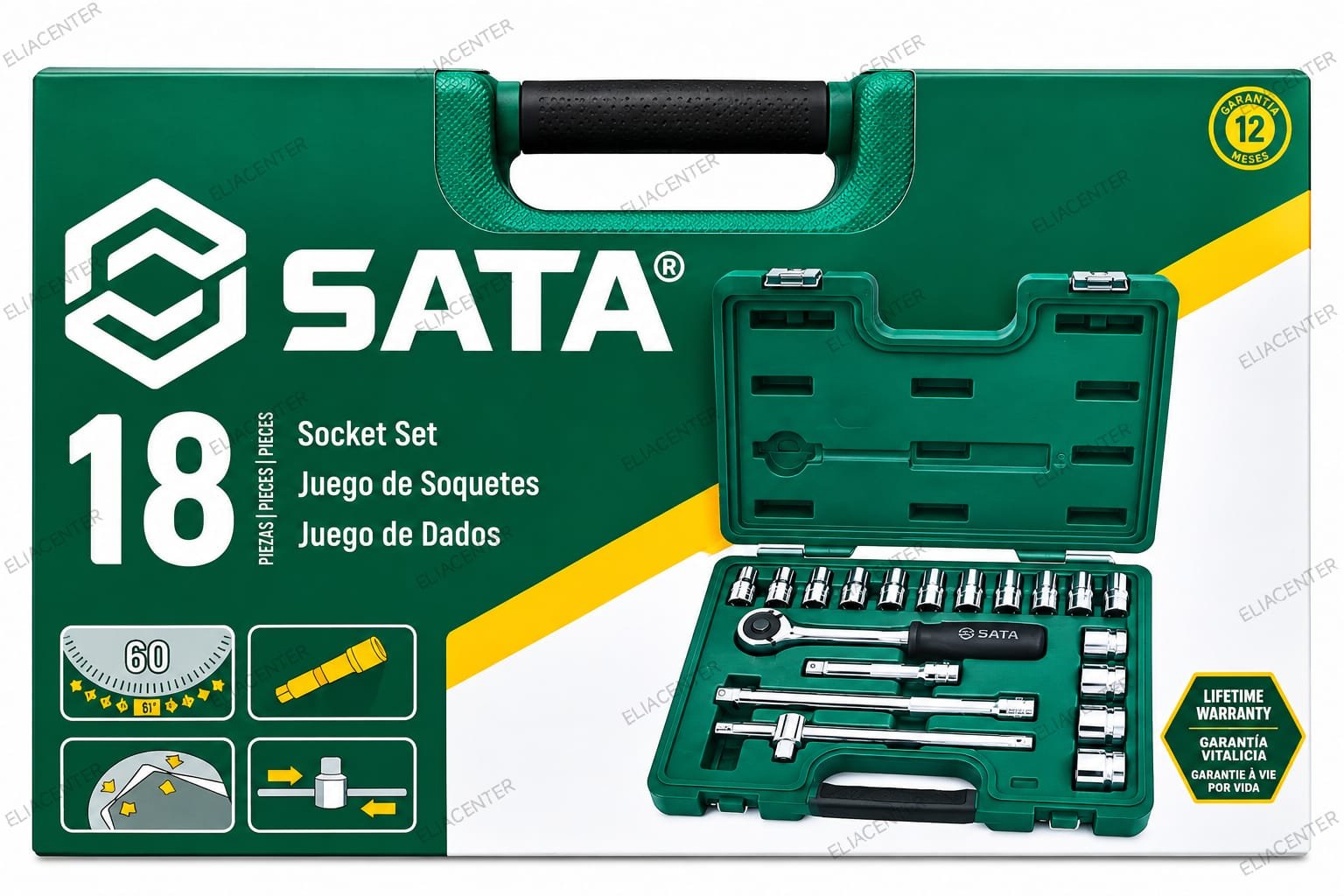JUEGO DE DADOS SATA DE 18 PIEZAS ST09203SJ