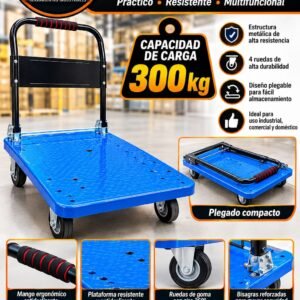 CARRITO PLATAFORMA PLEGABLE – CAPACIDAD DE CARGA DE 300 KG