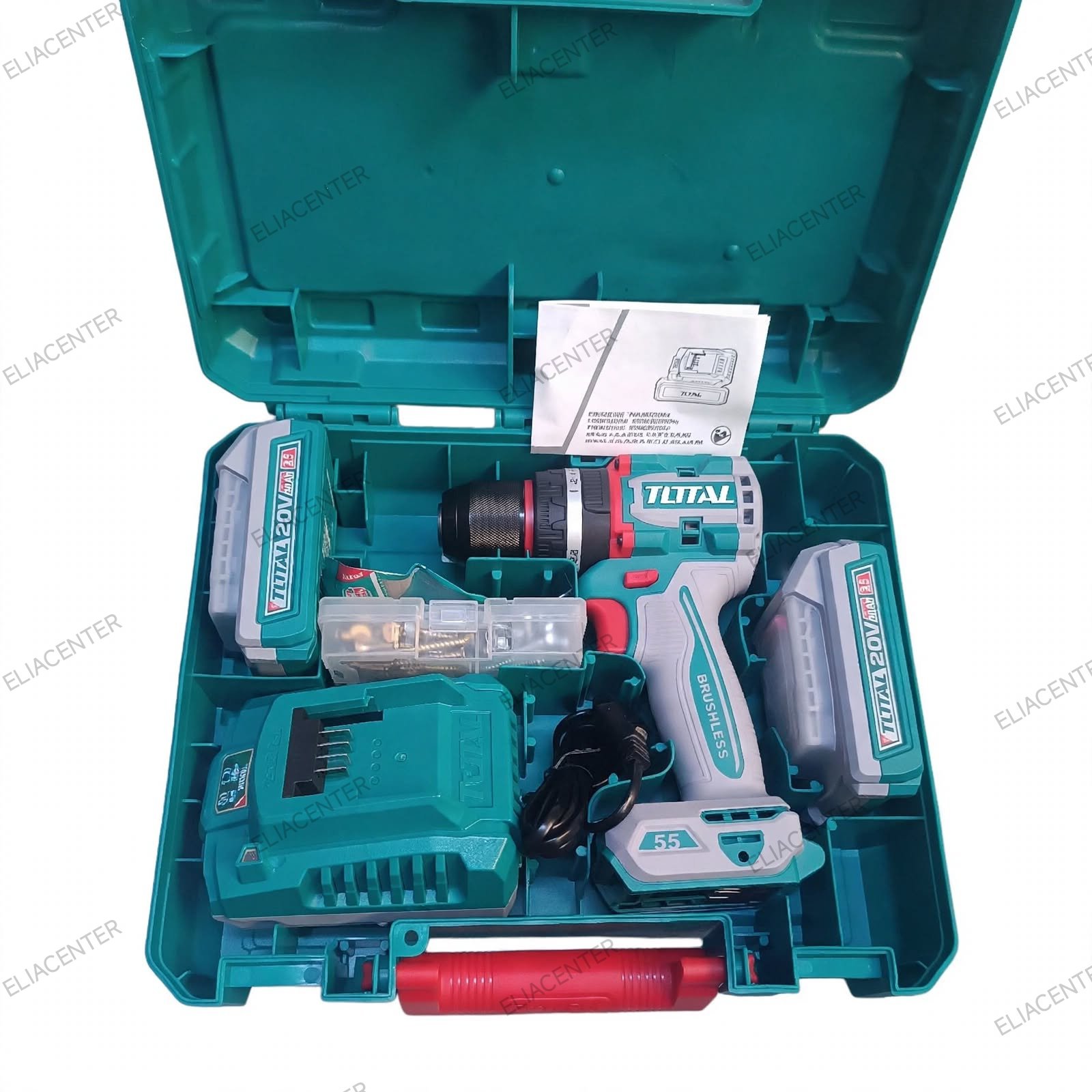 Taladro Atornillador Inalámbrico TOTAL TIDLI20555 20V 55Nm Brushless 2 Baterías - Ferretería Las Malvinas Lima - ELIACENTER PERÚ - Imagen 4
