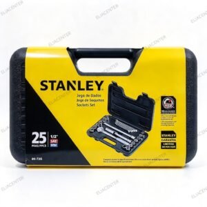Juego de Dados y Llaves Mecánicas Stanley 86-736 x 25 Piezas - Mando 1/2" - Milimétrico y SAE - Cromo Vanadio
